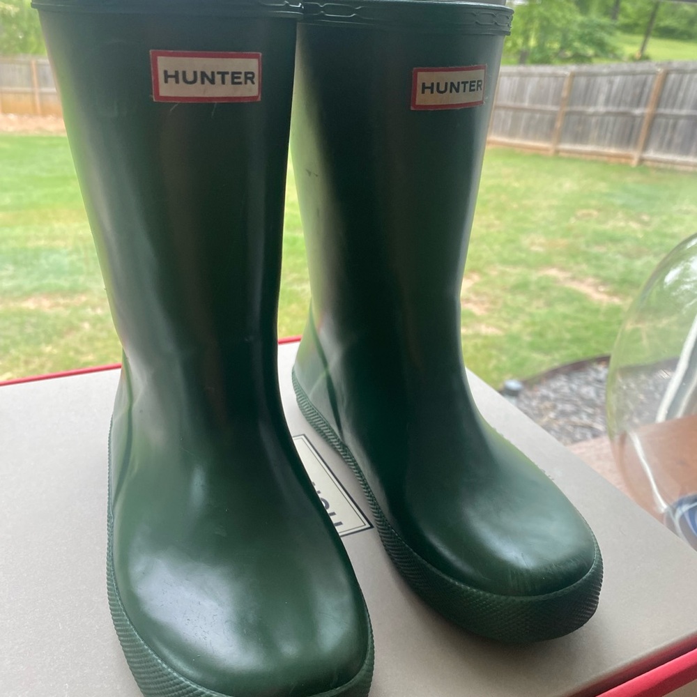 Hunter Classic Dark Green Boots-Kids Sz 13